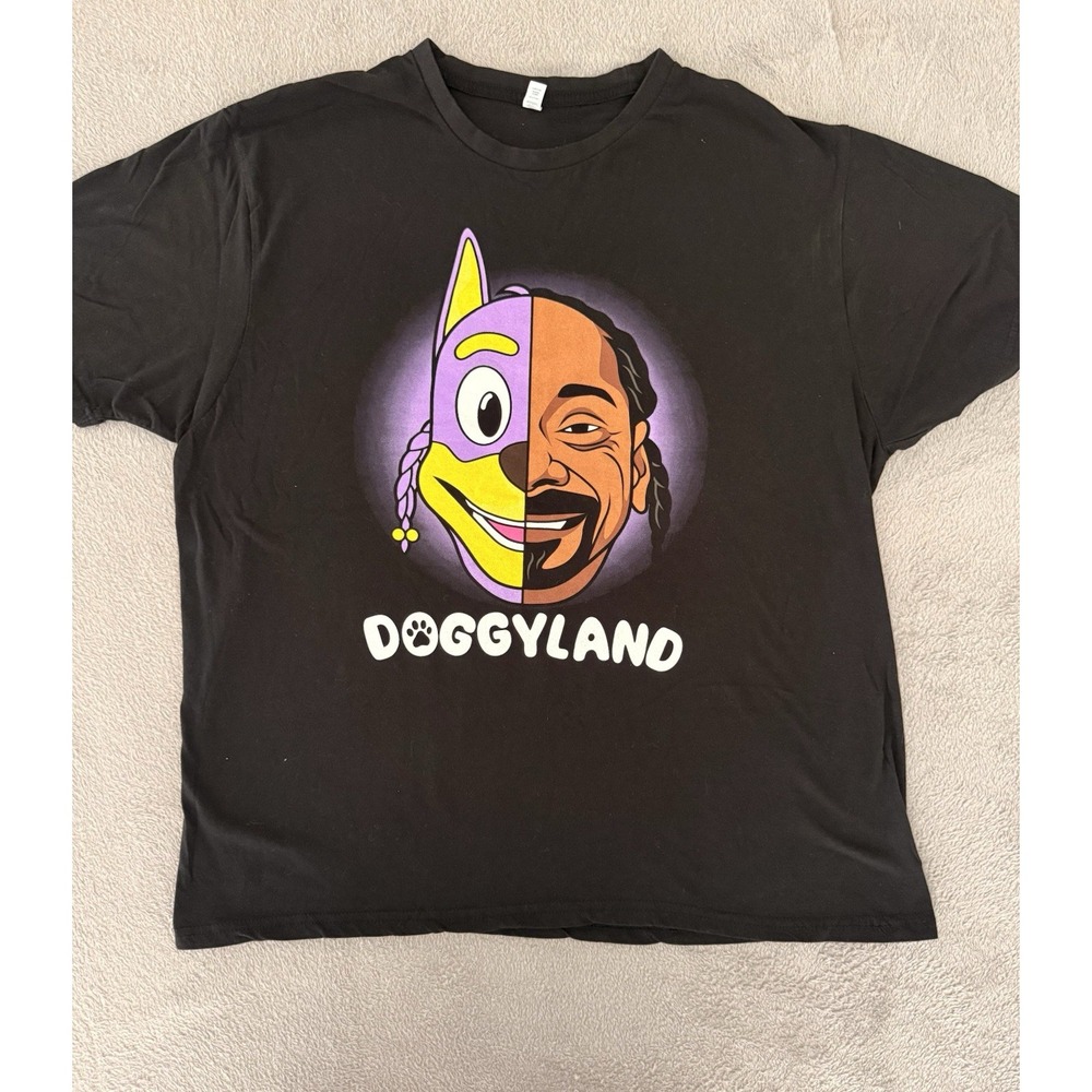 Snoop Dogg Doggyland Bow Wizzle T-Shirt Mens XL Black Graphic Tee Hip Hop Merch